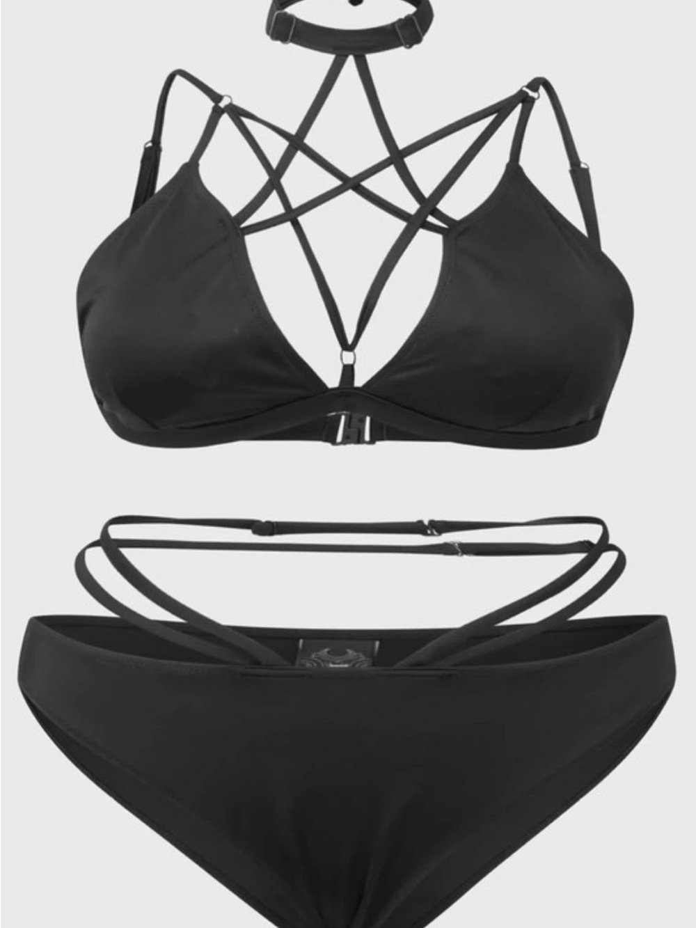 Killstar Black Strappy V-Ring Bikini Top